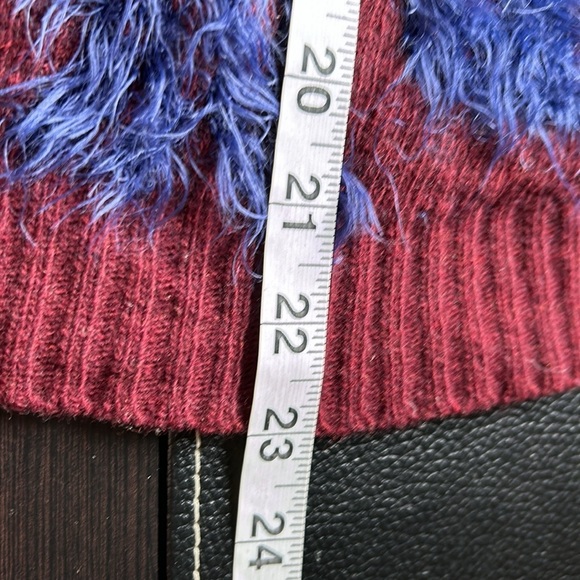 MOTH Chenille Abstract Intarsia Knit Pullover Sweater Maroon Blue Anthro Sz L - Picture 11 of 11